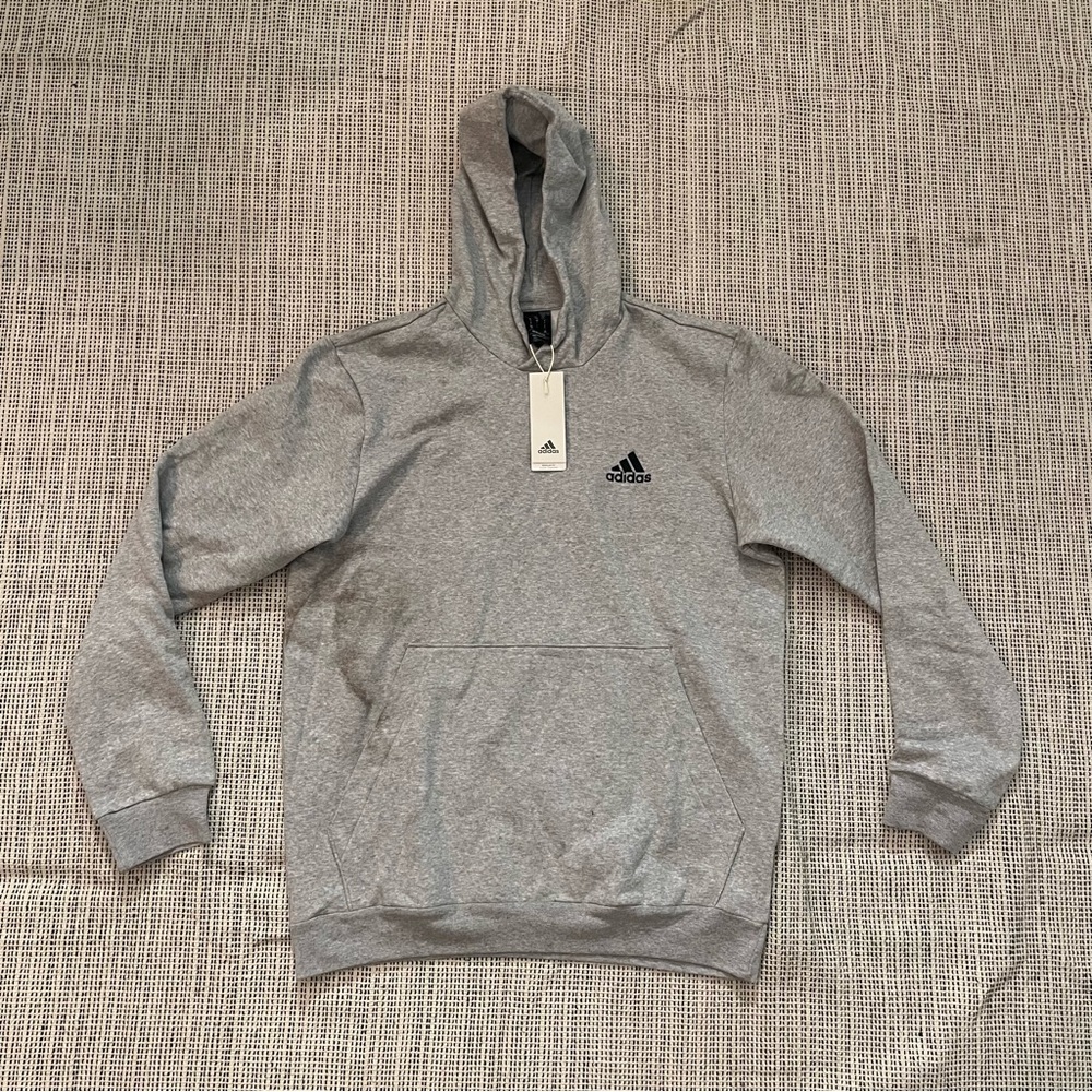 ADIDAS Men's Essentials Fleece Hoodie Size L In Medium Grey Heather/Black